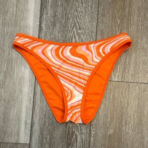 No Boundaries Swimwear Sz M Bikini Bottoms Groovy Orange Swirled Print